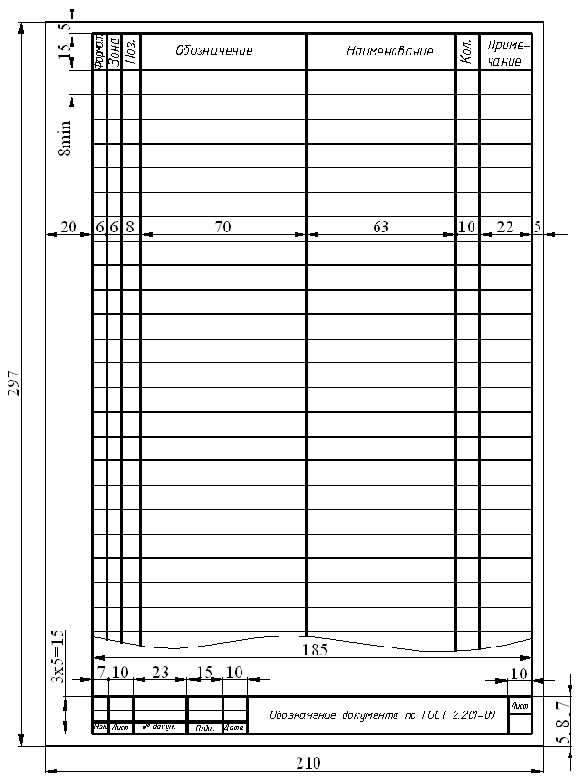 Спецификация размеры